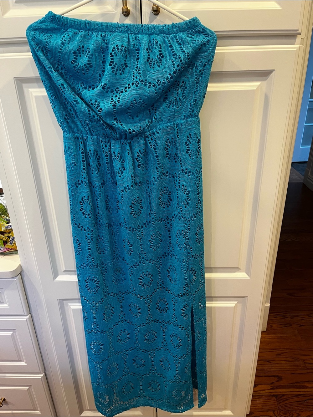 Lilly Pulitzer Turquoise Strapless Eyelet Maxi Dress